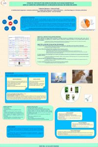 Poster portant sur le déroulé de l’étude de l’efficacité des soins de bouche aux huiles essentielles et de leur impact sur la qualité de vie des patients en situation palliative présentant une altération de la muqueuse buccale.