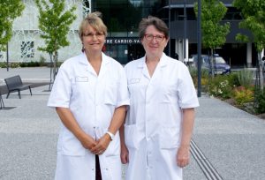 Emmanuelle Luneau, cadre supérieur de santé du pôle coeur-poumons-vasculaire, et Agnès Chevreste, cadre de santé de l’hôpital de jour du centre cardiovasculaire.