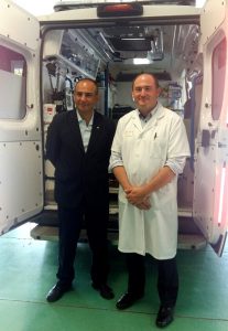 Le Dr Pablo Jure, directeur du Same 107 au ministère de la santé de Jujuy, et Jean-Yves Lardeur, praticien hospitalier service Urgence Samu-Smur CHU de Poitiers, le 22 juin 2017, au CHU de Poitiers.