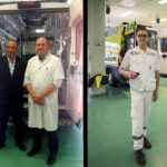 A droite : le Dr Pablo Jure, directeur du Same 107 au ministère de la santé de Jujuy, et Jean-Yves Lardeur, praticien hospitalier service Urgence Samu-Smur CHU de Poitiers, le 22 juin 2017, au CHU de Poitiers. A gauche, Bruno Bainvel, infirmier urgentiste au CHU de Poitiers.